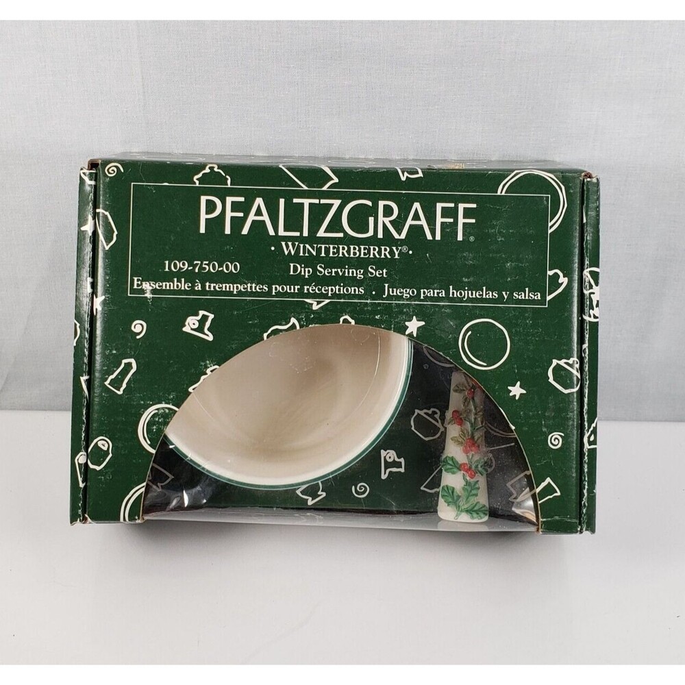 Pfaltzgraff Winterberry Dip Mix Set 4.5” Bowl Spreader in box USA NOS Christmas